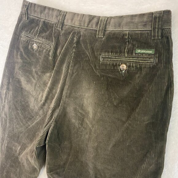Dockers Premium Khakis Corduroy Flat Front Pants Olive Green/Brown Size 35 x 31 - Picture 6 of 9